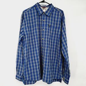 The North Face Blue Gray Plaid Modal Blend Casual Outdoor Button Up Shirt Size L